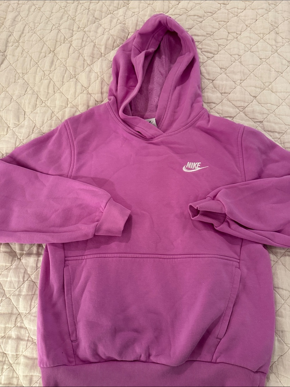 Girls M Nike Magenta Hooded Sweatshirt with White Logo